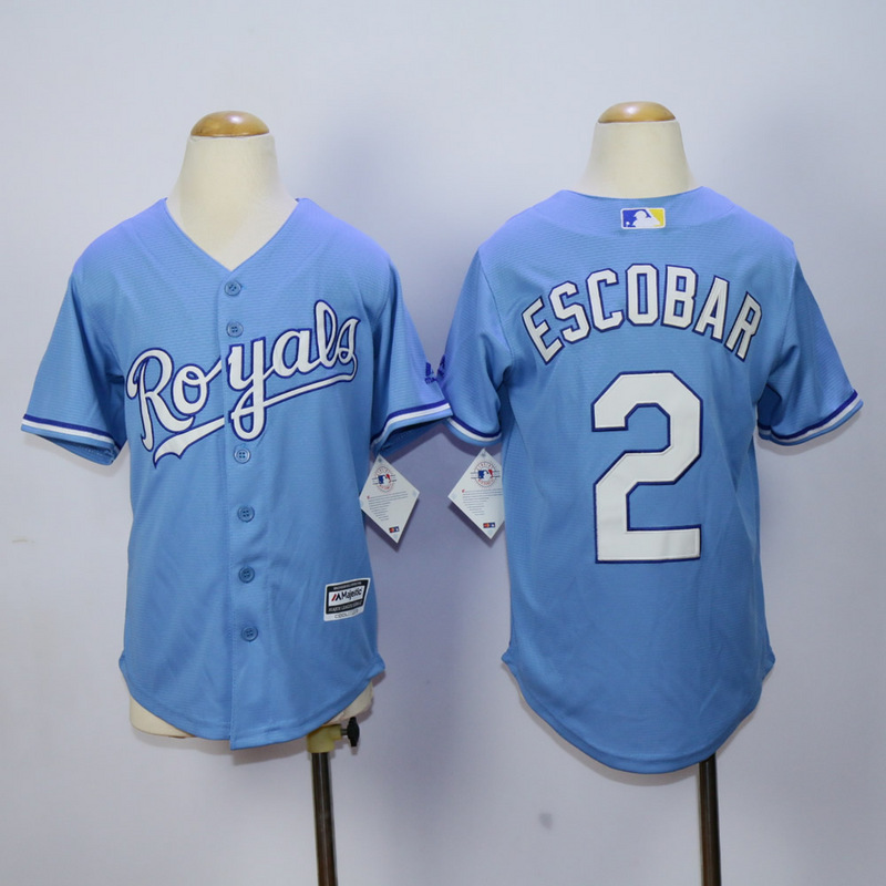 Youth Kansas City Royals #2 Eacobar Light Blue MLB Jerseys